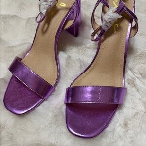 NEW Metallic Purple Block Heel Sandals - Women Size 10